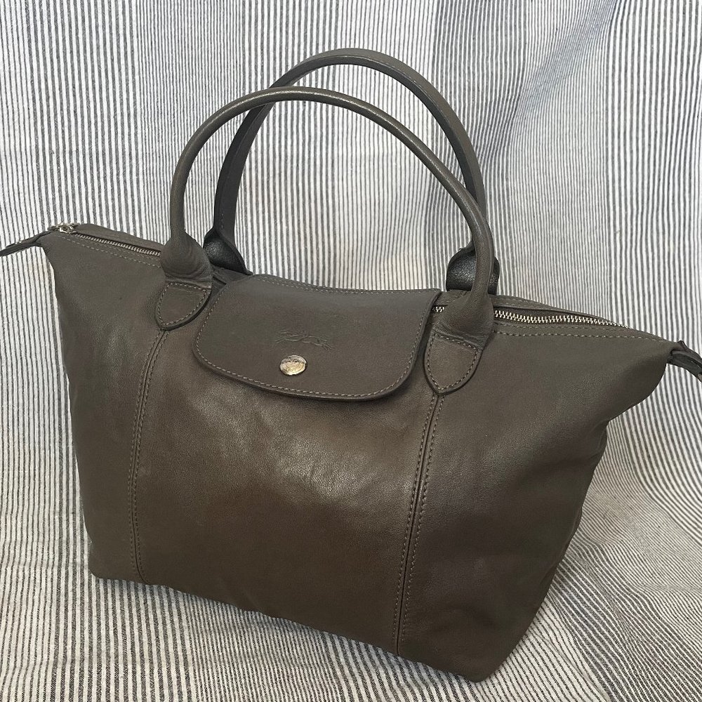 Longchamp Le Pliage Cuir Turtledove Gray Shoulder Bag